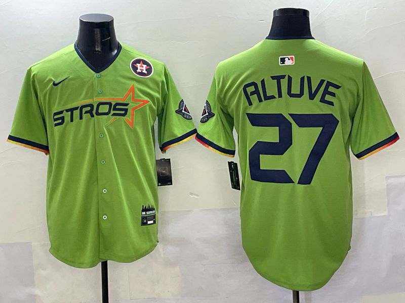 Men Houston Astros #27 Altuve Green three generations Joint Name 2025 Nike MLB Jersey style 11